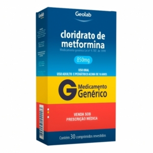 Cloridrato de metformina 850mg geolab genérico com 30 comprimidos