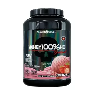 Whey 100%  Hd Gourmet 900G Morango Black Skull