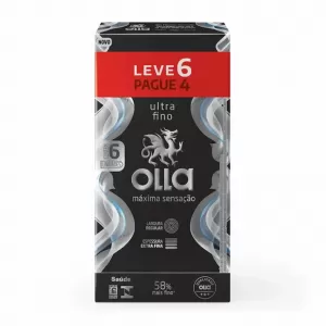 Camisinha Lubrificada Olla Sensitive Máxima Sensação Ultra Fino 6 Unidades