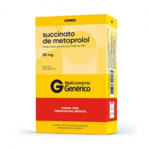 Succinato de Metoprolol 25mg Cimed Caixa 30 Comprimidos Revestidos de Liberação Prolongada