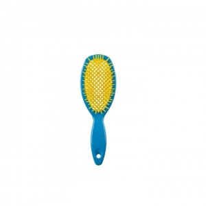 Escova Cabelo Dompel Favo Oval Azul E Amarela
