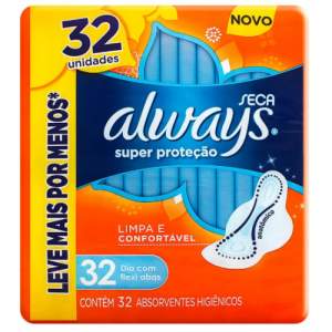 Absorvente Always Super Proteção Cobertura Seca Com Abas 32 unidades