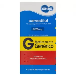 Carvedilol 6,25mg Genérico EMS 30 Comprimidos Revestidos