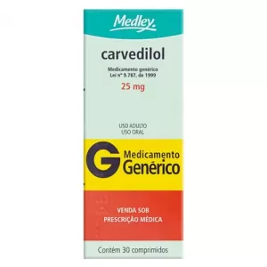 Carvedilol Genérico Medley 25mg 30 comprimidos
