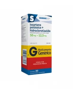 Losartana Potássica+Hidroclorotiazida Genérico Sandoz 50mg/12,5mg 30 comprimidos