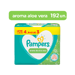Lenço Umedecido Pampers Aloe Vera L4p3 192Un