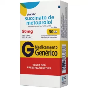 Succinato de Metoprolol 50mg caixa com 30 comprimidos revestidos de liberação prolongada