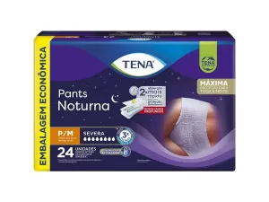 Roupa Íntima Descartável Tena Pants Noturna P/M Pacote 24 Unidades Embalagem Econômica
