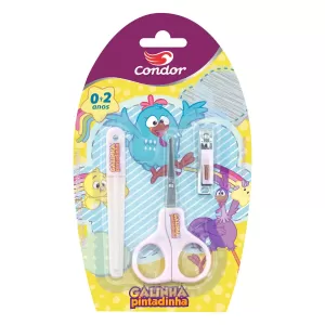 Kit Lixa + Tesoura + Cortador Infantil para Unhas Galinha Pintadinha Condor