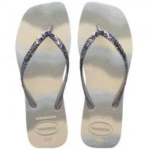 Havaianas Slim Square Glitter Party 9021 Bege Palha Prata 3940