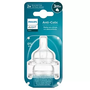 Bico Mamadeira Anti Colic Com Fluxo Variável Com 2 Unidades Avent 3M+