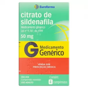 Citrato de Sildenafila 50mg 4 comprimidos revestidos