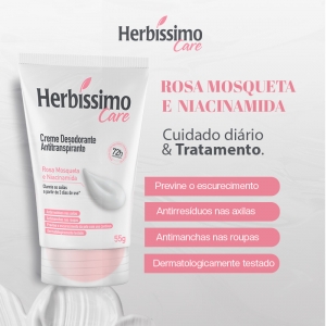 Desodorante Antitranspirante Creme Herbíssimo Care Rosa Mosqueta E Niacinamida 72H 55G
