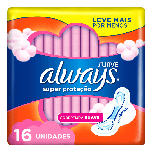 Absorvente Always Super Proteção Suave Com Abas 16 unidades