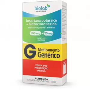 Losartana Potássica+Hidroclorotiazida Genérico Biolab 100mg/25mg 30 comprimidos