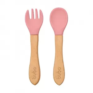 Kit Talheres Buba Silicone Bambu Rosa
