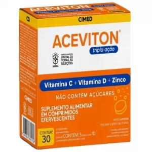 Suplemento Laranja Aceviton Tripla Ação Caixa 30 Comprimidos Efervescentes