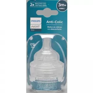 Bico De Mamadeira Anti Colic Fluxo Lento Com 2 Unidades Avent