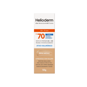 Protetor Solar Facial com Cor Bege Médio FPS 70 Helioderm Caixa 50g