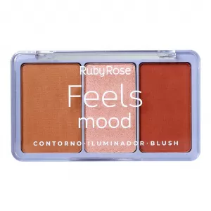 Kit C03  - Kit Contorno, Iluminador E Blush Hb7526 - Ruby Rose