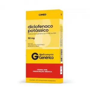 Diclofenaco Potássico Genérico Cimed 50mg 20 comprimidos revestidos