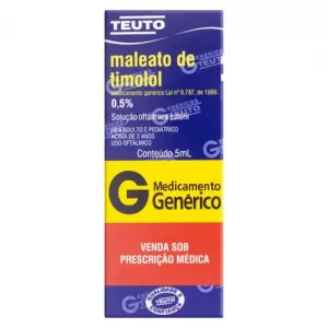 Maleato de Timolol Solução Oftálmica Genérico Teuto 0,5mg 5ml