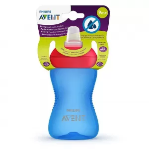 AVENT COPO BICO SILICONE MACIO AZUL E VERMELHO 300 ML x 1