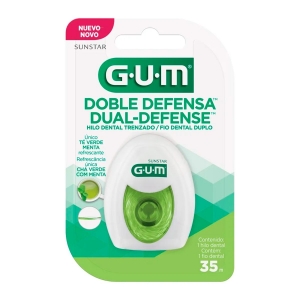 Fio Dental Gum Duplo Dual Defense 35M Cha Verde Cmenta