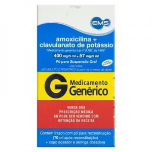 Amoxicilina + Clavulanato de Potássio Genérico EMS 400mg + 57mg 70ml