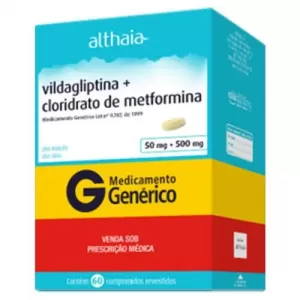 Vildagliptina 50mg + Cloridrato De Metformina 1000mg Genérico Althaia 60 Comprimidos