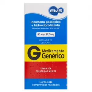 Losartana Potássica+Hidroclorotiazida Genérico EMS 50mg + 12,5mg 30 comprimidos revestidos