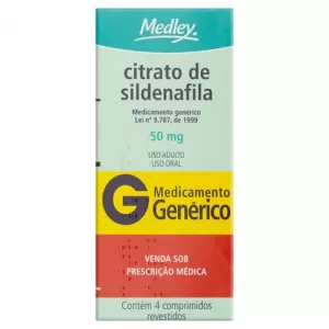 Citrato de Sildenafila Genérico Medley 50mg 4 comprimidos revestidos