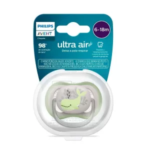 Chupeta Philips Avent Ultra Air 6-18 Meses Cinza Baleia - 1 Unidade