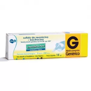 Sulfato de Neomicina + Bacitracina Genérico EMS 5mg/g + 250UI/g, 15g