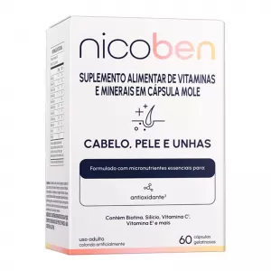 Suplemento Alimentar Nicoben Cabelo, Pele E Unhas 60 Cápsulas