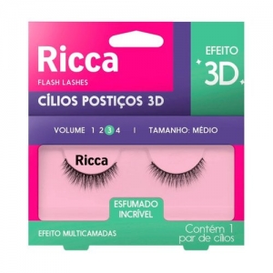 Cilios Posticos Ricca 3D Vol 03 Medio Ref 406 1Un