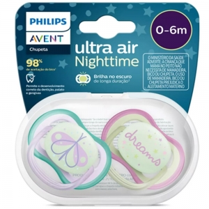 Chupeta Ultra Air Noturna Dupla Borboleta 0-6M Philips Avent
