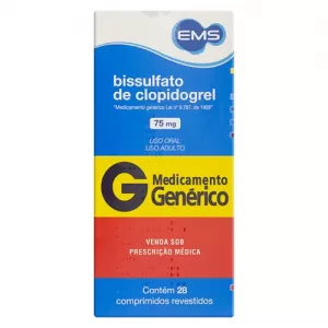 Bissulfato de Clopidogrel Genérico EMS 75mg 28 comprimidos revestidos
