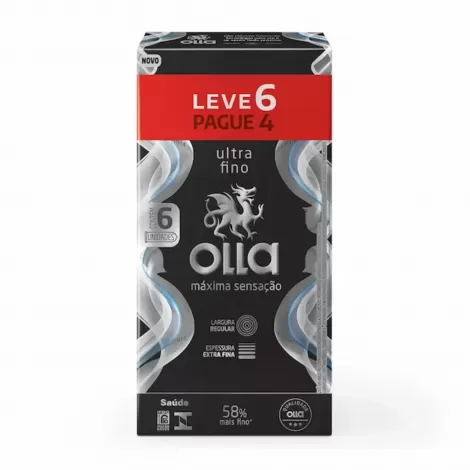 Camisinha Lubrificada Olla Sensitive Máxima Sensação Ultra Fino 6 Unidades