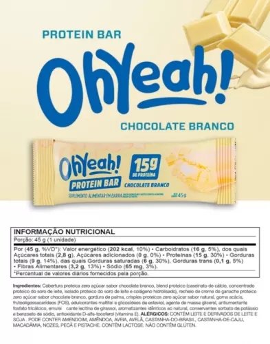Barra Protein 15G Oh Yeah Chocolate Branco 45G