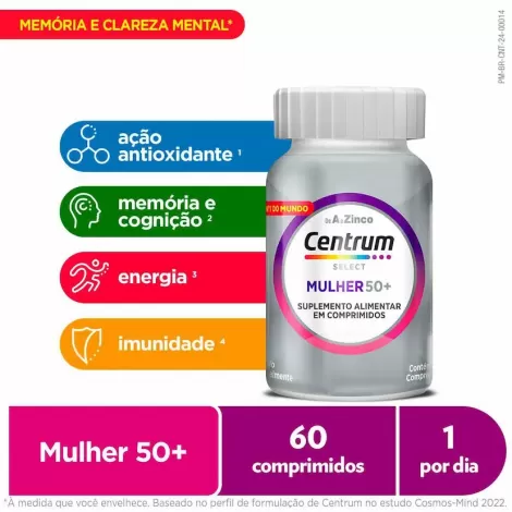 Suplemento Alimentar Centrum Essentials Mulher 50+ 60 comprimidos