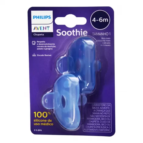 AVENT PPS CHUPETA SOOTHIE 4-6M TAM 1 AZUL CH EMB X 2