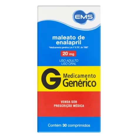Maleato de Enalapril Genérico EMS 20mg 30 comprimidos