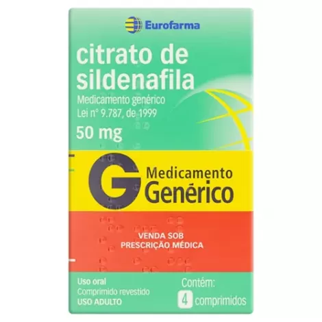 Citrato de Sildenafila 50mg 4 comprimidos revestidos