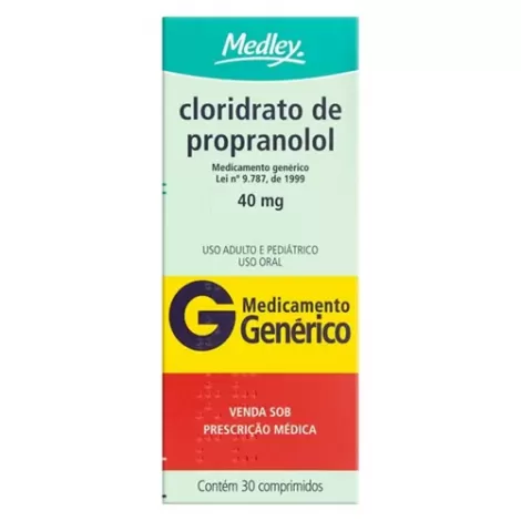 Cloridrato de Propranolol Genérico Medley 40mg 30 comprimidos