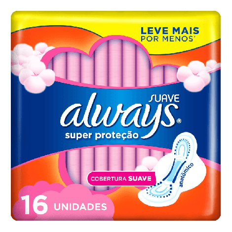 Absorvente Always Super Proteção Suave Com Abas 16 unidades