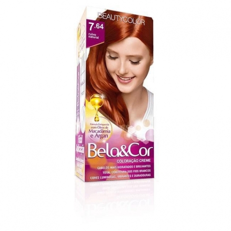 BEAUTY CO BELA&COR KIT COLORACAO CREME COR 7.64 RUIVO NATURAL x 1