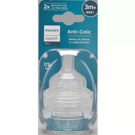 Bico De Mamadeira Anti Colic Fluxo Lento Com 2 Unidades Avent