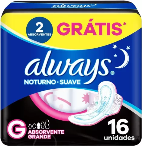 Absorvente Always Noites Tranquilas Suave Com Abas 16 unidades