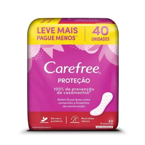 Absorvente Carefree Protetor Diario Neutralize Sem Perfume Sem Abas 40 unidades